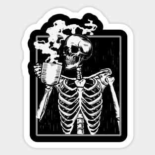 Skeleton Drinking Coffee Halloween Gift for Coffee Addicts Sticker